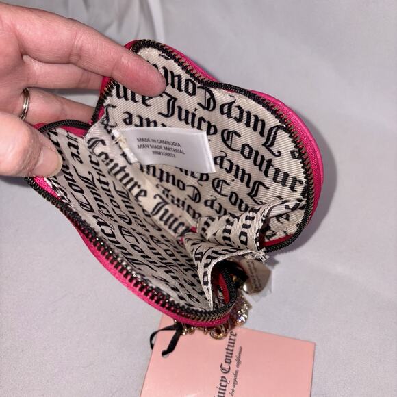 Juicy Couture Not Your Babe Heart Zip Around Wallet Wristlet Pink Flash NEW - Picture 5 of 7